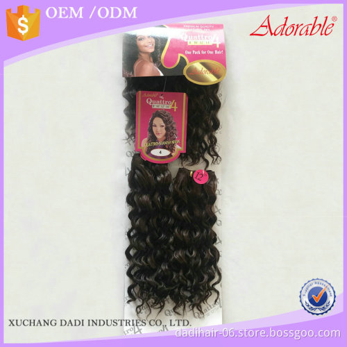 Hot sale Adorable synthetic hair extensions heat resistant fiber Spanish wave 4pcs 8-14 inches +fringe with free closure